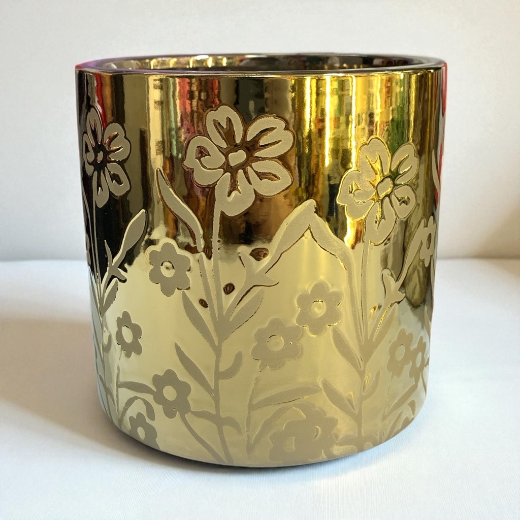 MACETA FLORCITAS DORADA 13*13.5CM