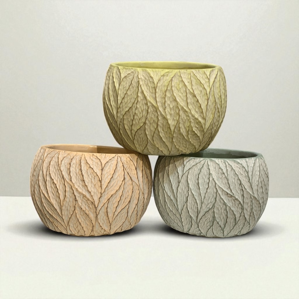 MACETA RAICES 3 COLORES MED. 17*11CM