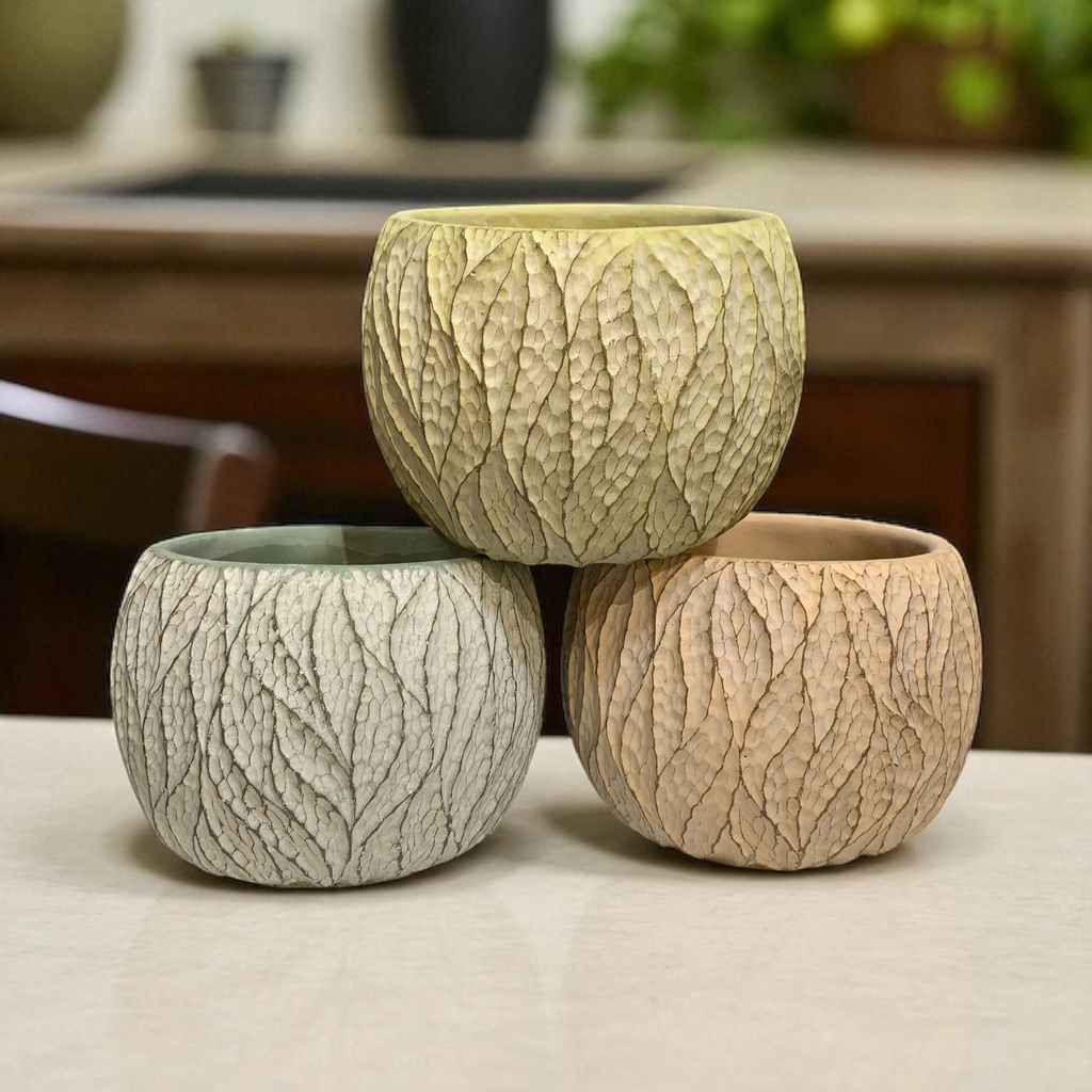 MACETA RAICES 3 COLORES GR 20*15CM