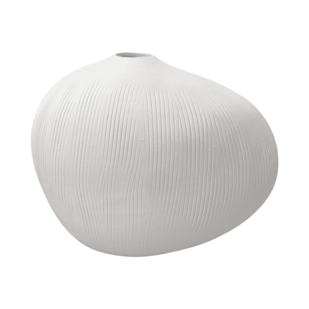 FLORERO JAPANDI T/PIEDRA BLANCO DE CERAMICA 17X10X14CM