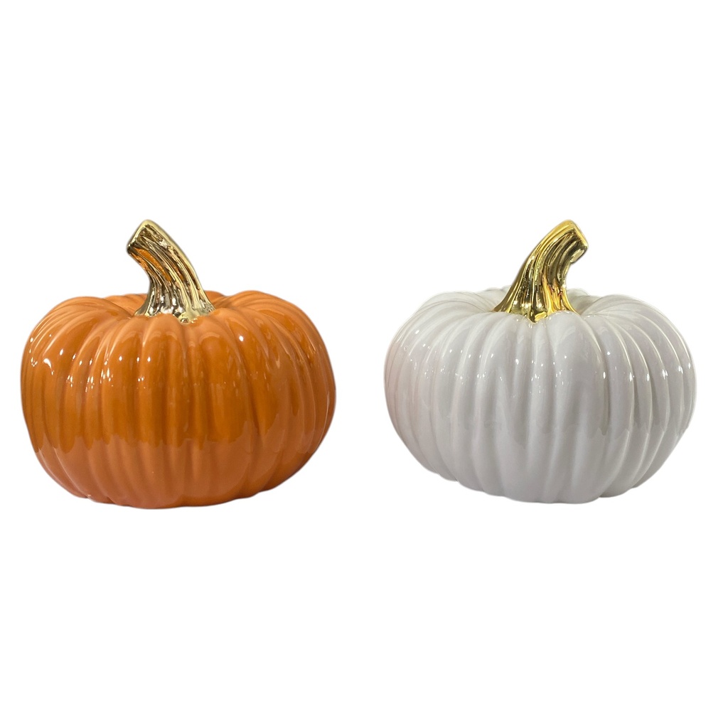 CALABAZA DE PORCELANA DOS COLORES, 12X14CM