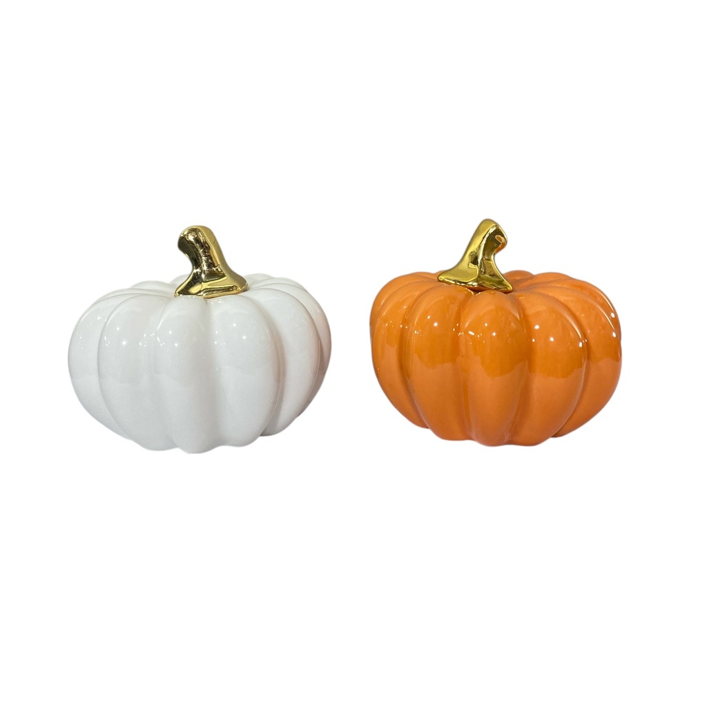 CALABAZA DE PORCELANA DOS COLORES, 8X10 CM