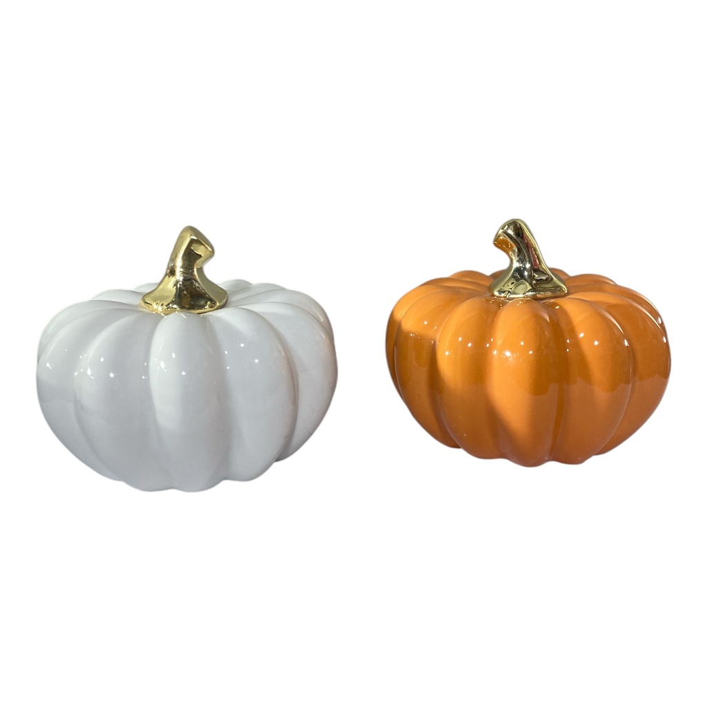 CALABAZA DE PORCELANA DOS COLORES,       10X11 CM