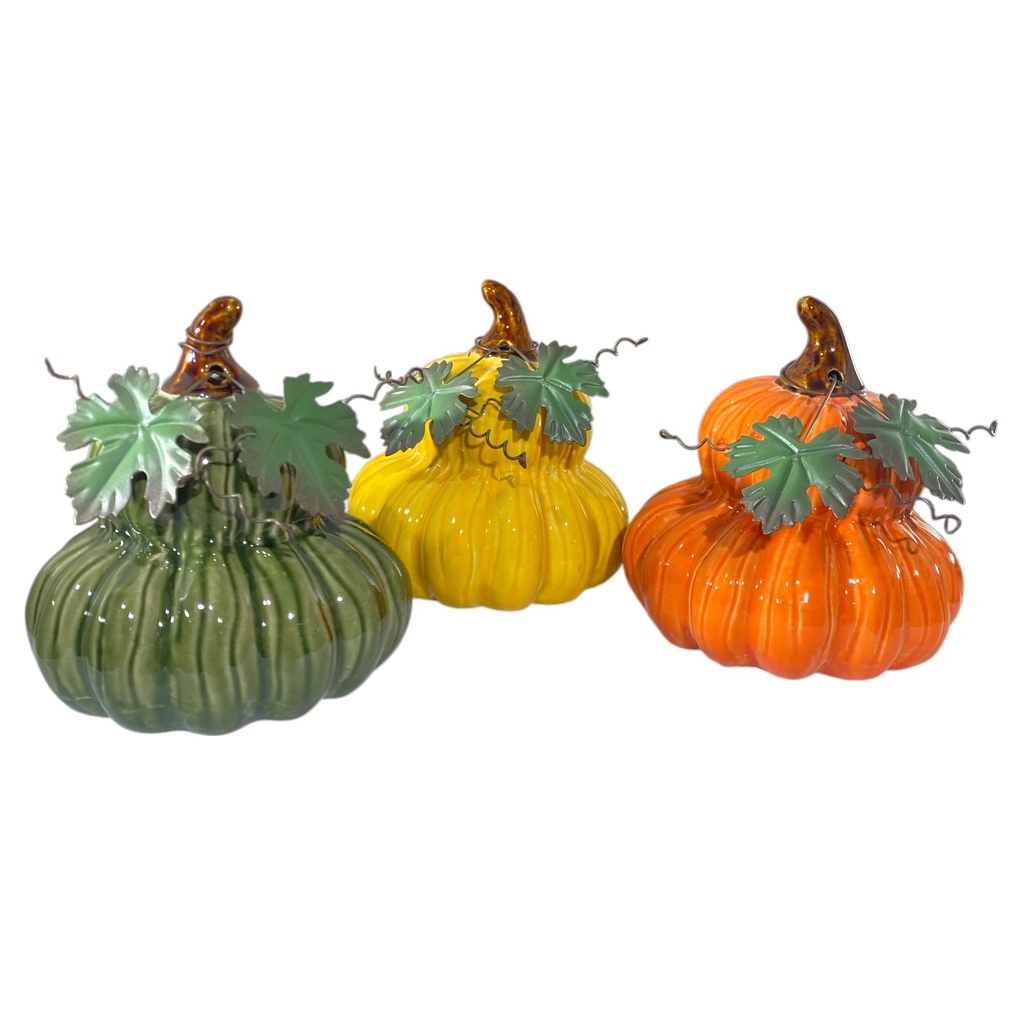 CALABAZA DE PORCELANA TRES COLORES,       12X12CM CM