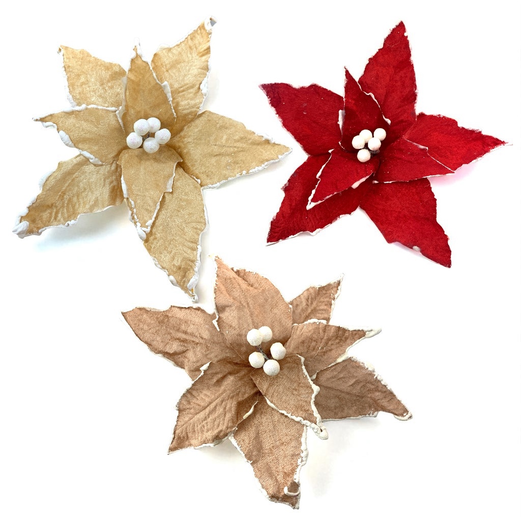 FLOR PONSETIA SURT FILO NEVADO 36CM