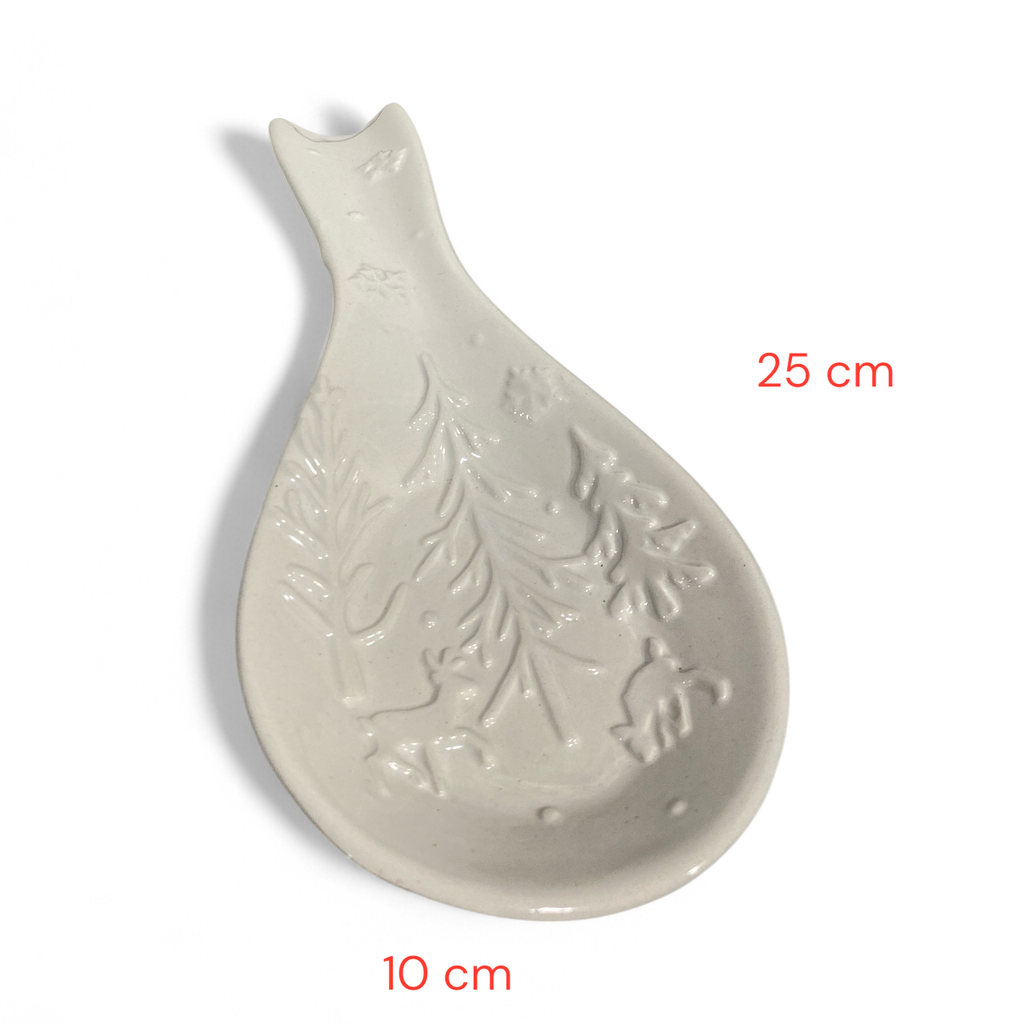 Portacucharas blanco diseño de renos, 25x10cm. REF:NH22B0121