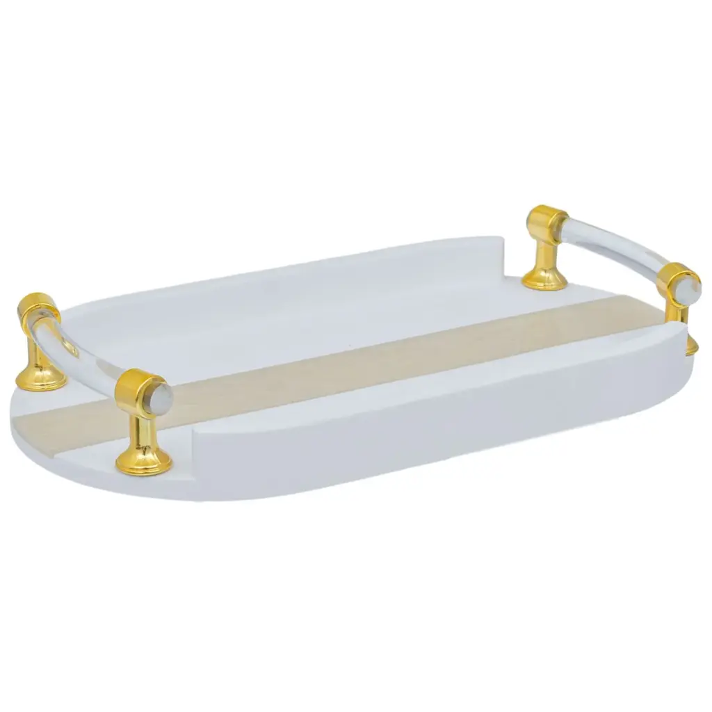 BANDEJA DECORATIVA BLANCA REF:HM0896 (31X16CM)