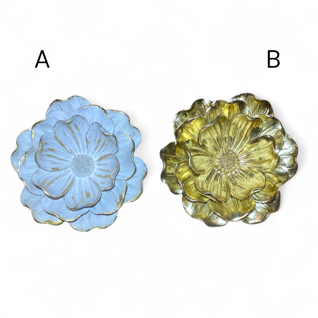 FLOR DECORATIVA BLANCO - DORADO RESINA 20x19x5.5CM - TG171960/172075