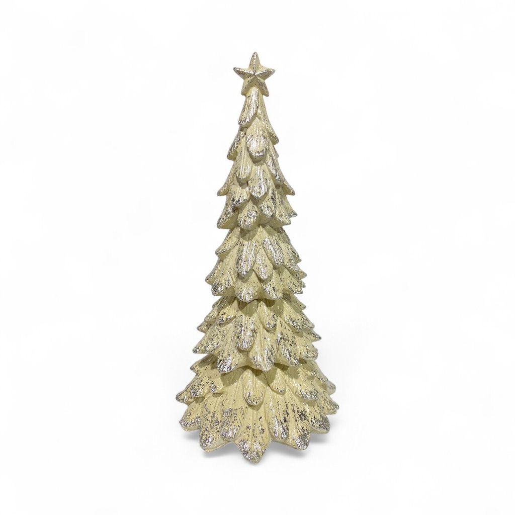 ADORNO ARBOL NAV. RESINA BEIGE/PLATEADO TGQY2031  10X10X21CM
