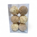 ESFERA NAVIDAD, BEIGE/CHAMPAGNE SETX12PZ. REF:ES26660  15.5X1.5X24CM Ø8CM