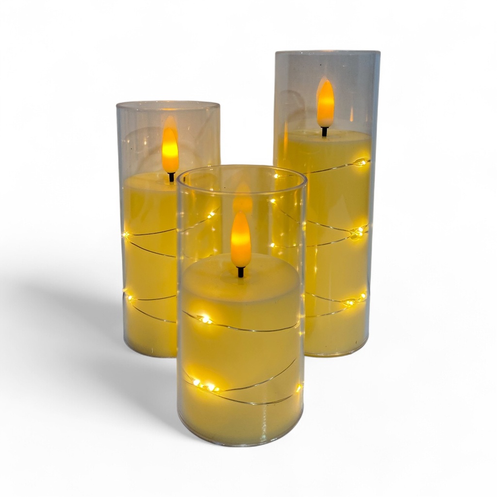 VELA C/LUZ SETX3PZ. REF:AL-25S002 10.5, 12.5, 15.5CM Ø5CM