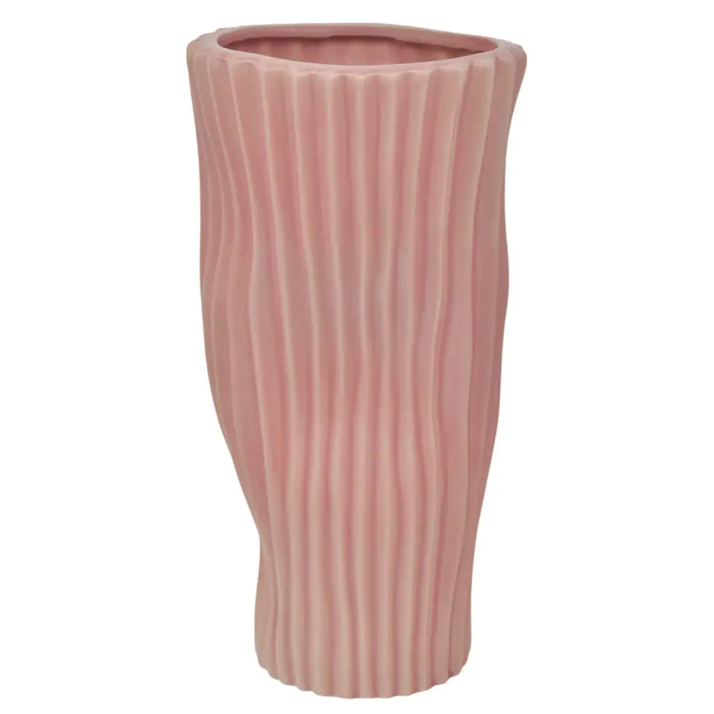 FLORERO CERAMICA ALTO DOS COLORES VERDE/ROSADO, REF:HM0623/25482. 15X30CM