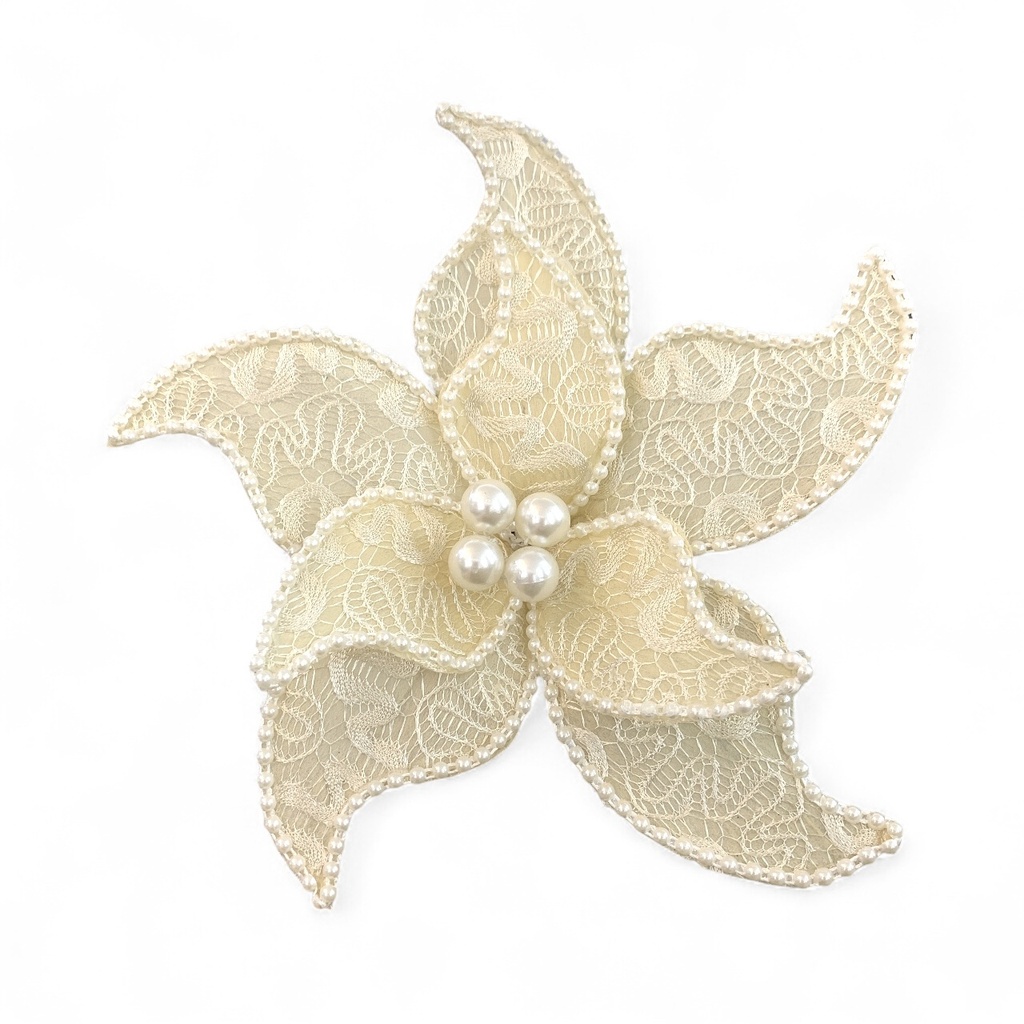 FLOR NAVIDEÑA CREMA ENCAJE, REF:CF86-GP24-104.  25X15CM