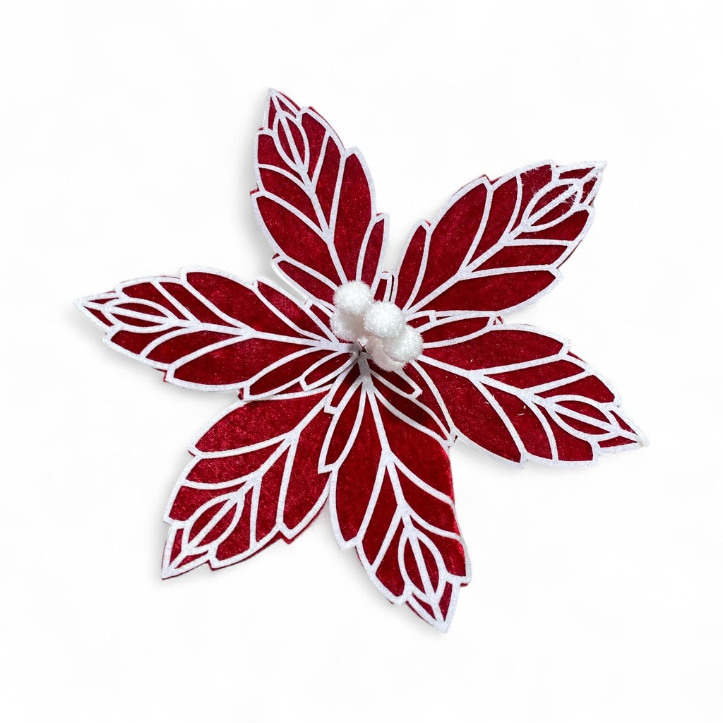 FLOR NAVIDEÑA ROJA/FILO BLANCO, REF:ES26457.  28X20CM 
