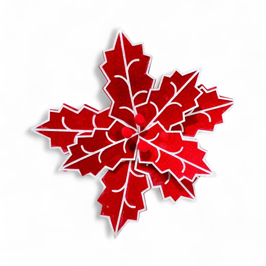 FLOR NAVIDEÑA ROJA C/FILO BLANCO, REF:ES26456 28X20CM Ø28CM