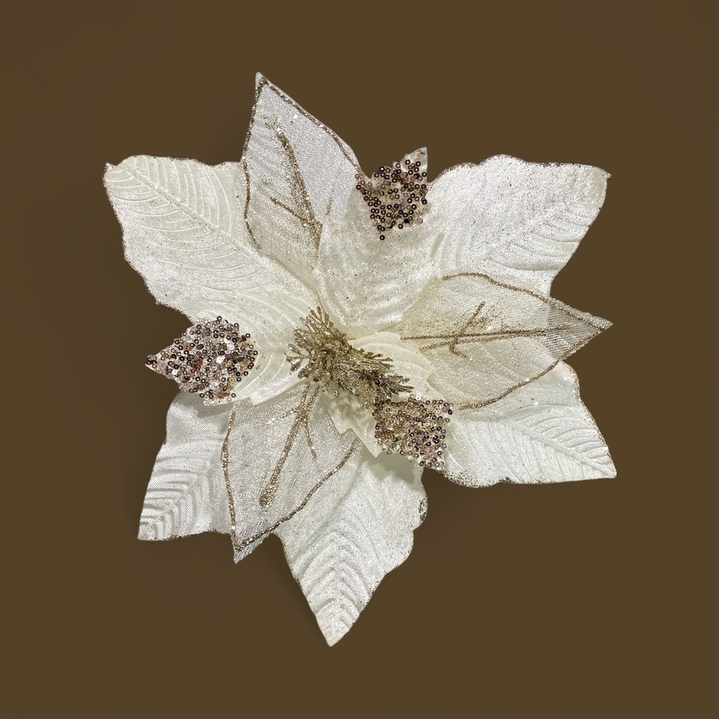 FLOR NAVIDEÑA BEIGE/CHAMPAGNE REF:DS-2023502 CREAM. 36X20CM Ø36CM