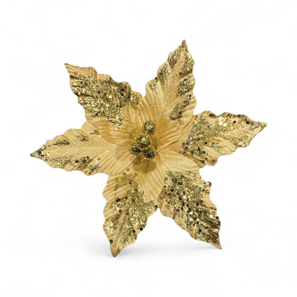 FLOR NAVIDEÑA DORADA, REF:ES24319, 20X22CM Ø22CM