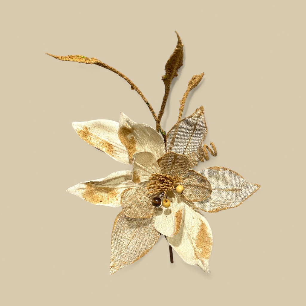 FLOR NAVIDEÑA YUTE CON HOJAS, REF:SH24-695 22X44CM Ø22CM