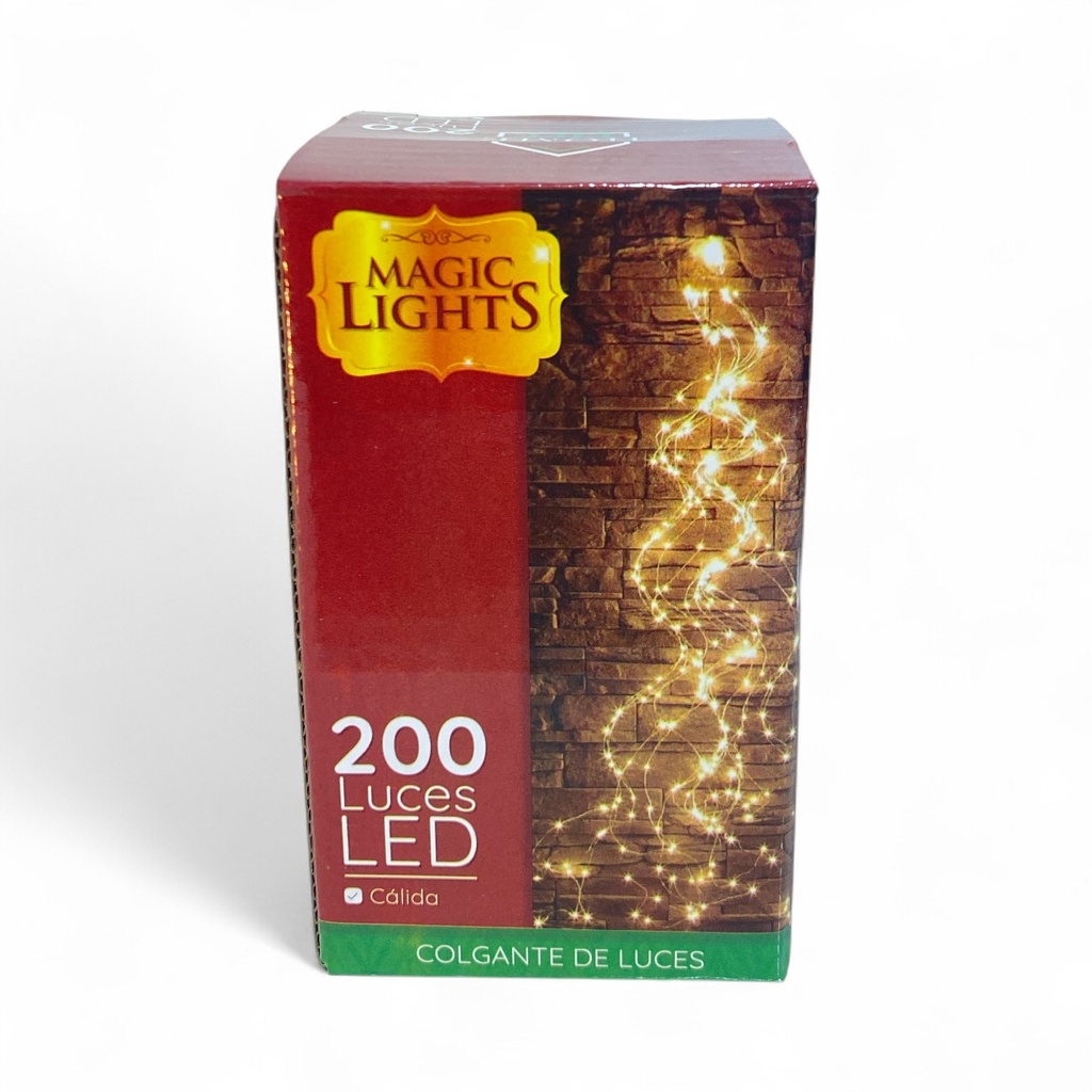 Cortina de luces microled cálida, 2mts - 200L, 10 líneas. REF:AL-82031