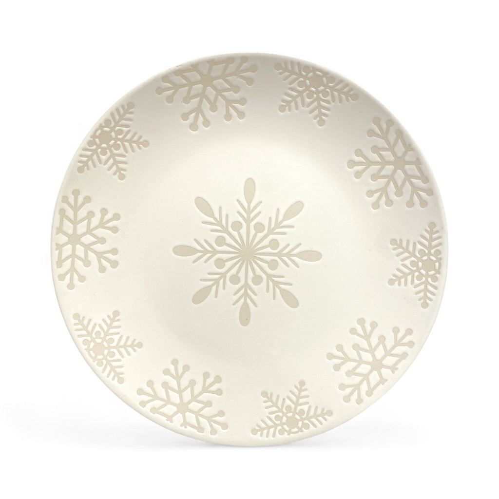 PLATO NAVIDEÑO, BEIGE/BLANCO COPOS, REF:SAN5370/TJL-24ST0902028   Ø27CM