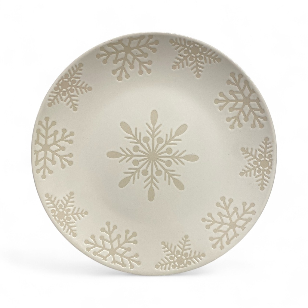 PLATO NAVIDEÑO, BEIGE/BLANCO COPOS, REF:SAN5370/TJL-24ST0902028   Ø27CM