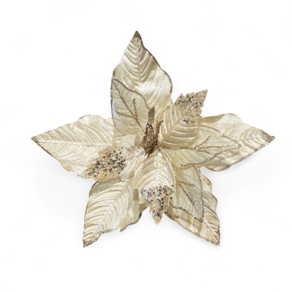 FLOR NAVIDEÑA DORADA/CHAMPGNE , REF:DS-2023502, Ø34CM