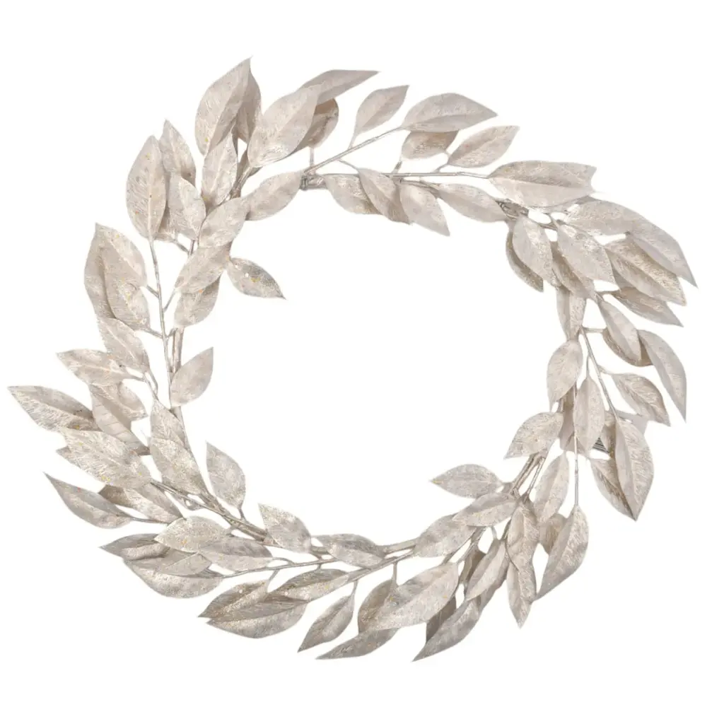 CORONA NAVIDEÑA, CHAMPAGNE HOJAS DE EUCALIPTO, REF:HM0402/C45579-18"ASG.  42CM