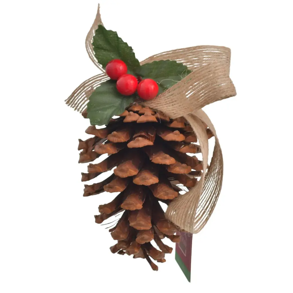 COLGANTE NAVIDEÑO PIÑA CON FRUTOS ROJOS, REF:ES26485, TAMAÑO PROMEDIO 16CM