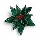 FLOR NAVIDEÑA VERDE GAMUZADA, REF:ES26618.  31X25CM Ø31CM