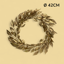 CORONA NAVIDEÑA, DORADA HOJAS DE EUCALIPTO, REF:HM0403/C45579-18"G.  42CM