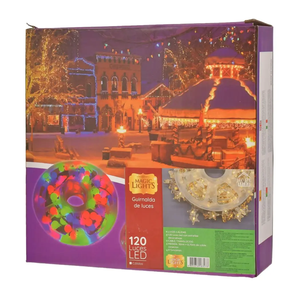 GUIRNALDA DE ESTRELLAS CÁLIDA 30MTS 120L, DOBLE CONECTOR REF:AL-25S004