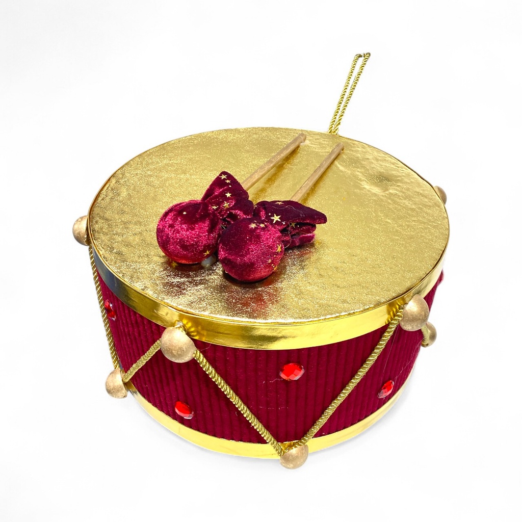 TAMBOR NAVIDEÑO ROJO GRANDE 31X16CM