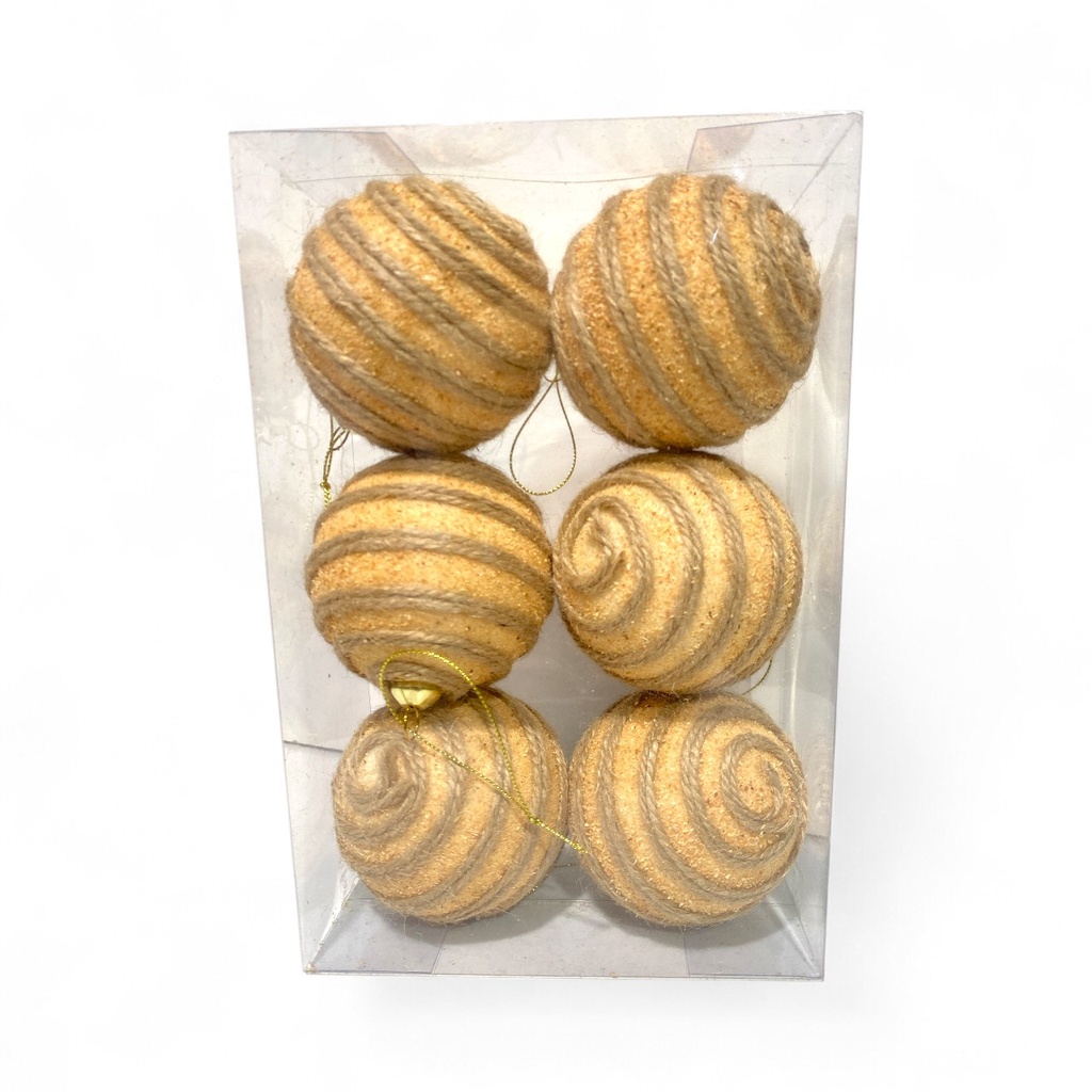 ESFERA NAVIDAD 8CM YUTE SET X6PZ.