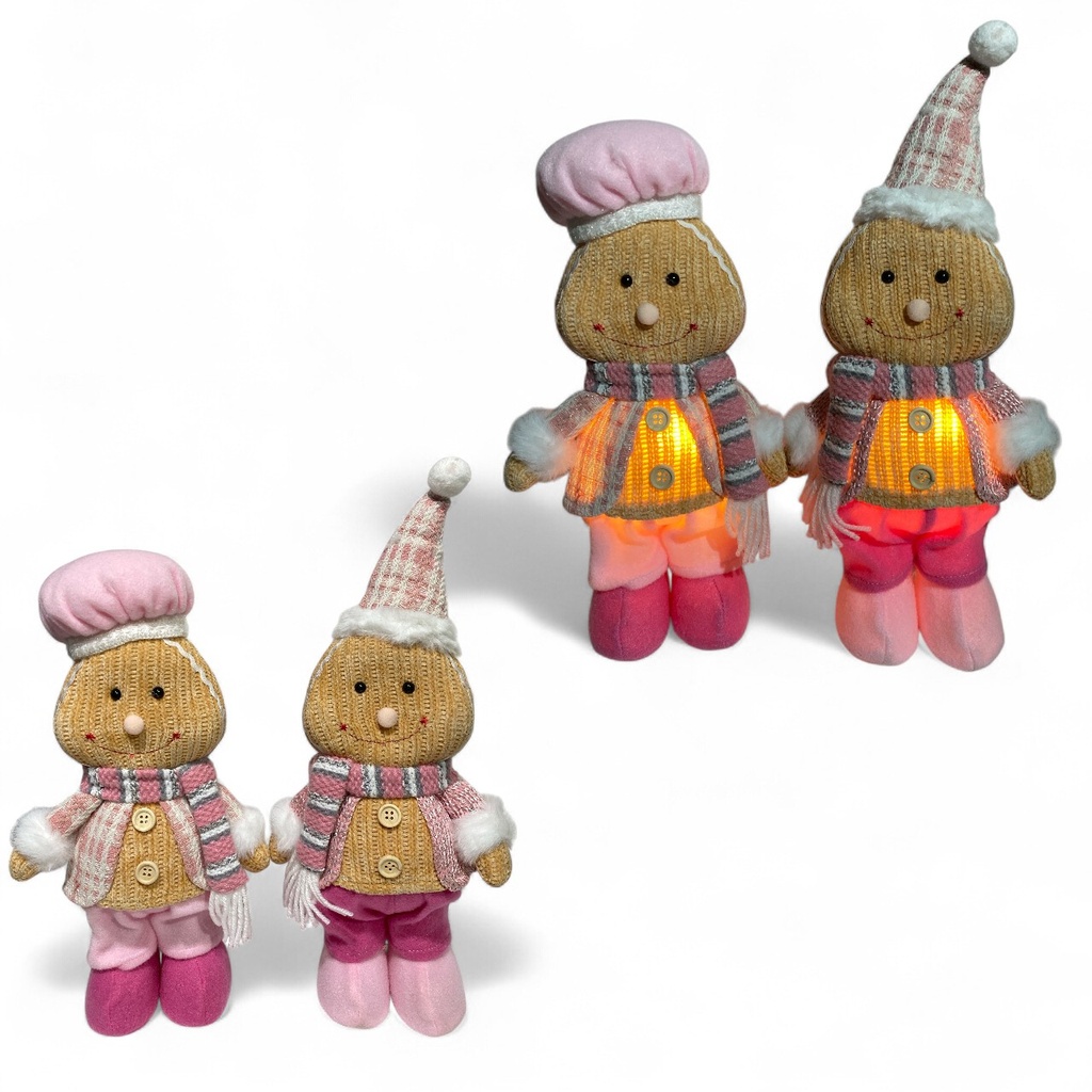 MUÑECO JENGIBRE C/LUZ LED  2 MODELOS 15X38CM