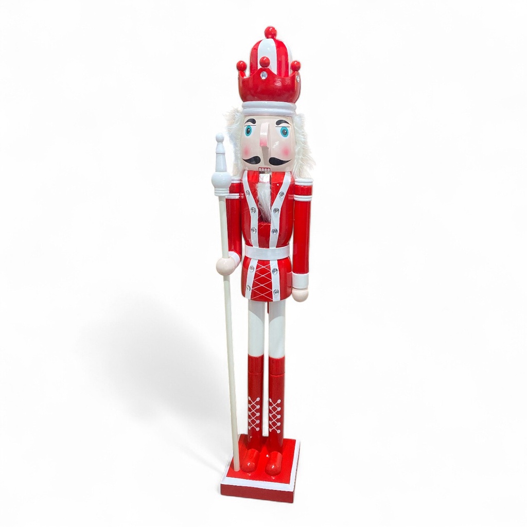 CASCANUEZ NAVIDEÑO DE MADERA REY ROJO/BLANCO 25X120CM
