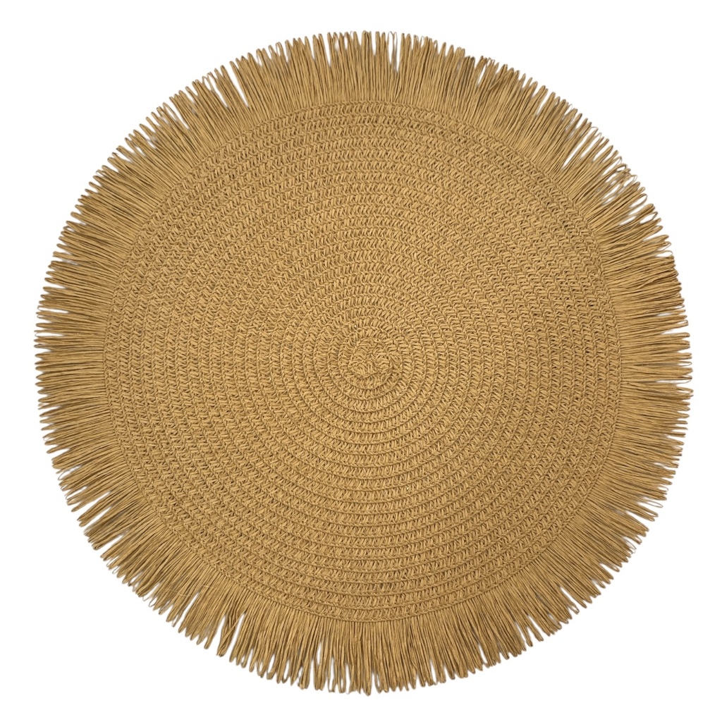 INDIVIDUAL REDONDO CAFÉ CON FLECOS 38 CM