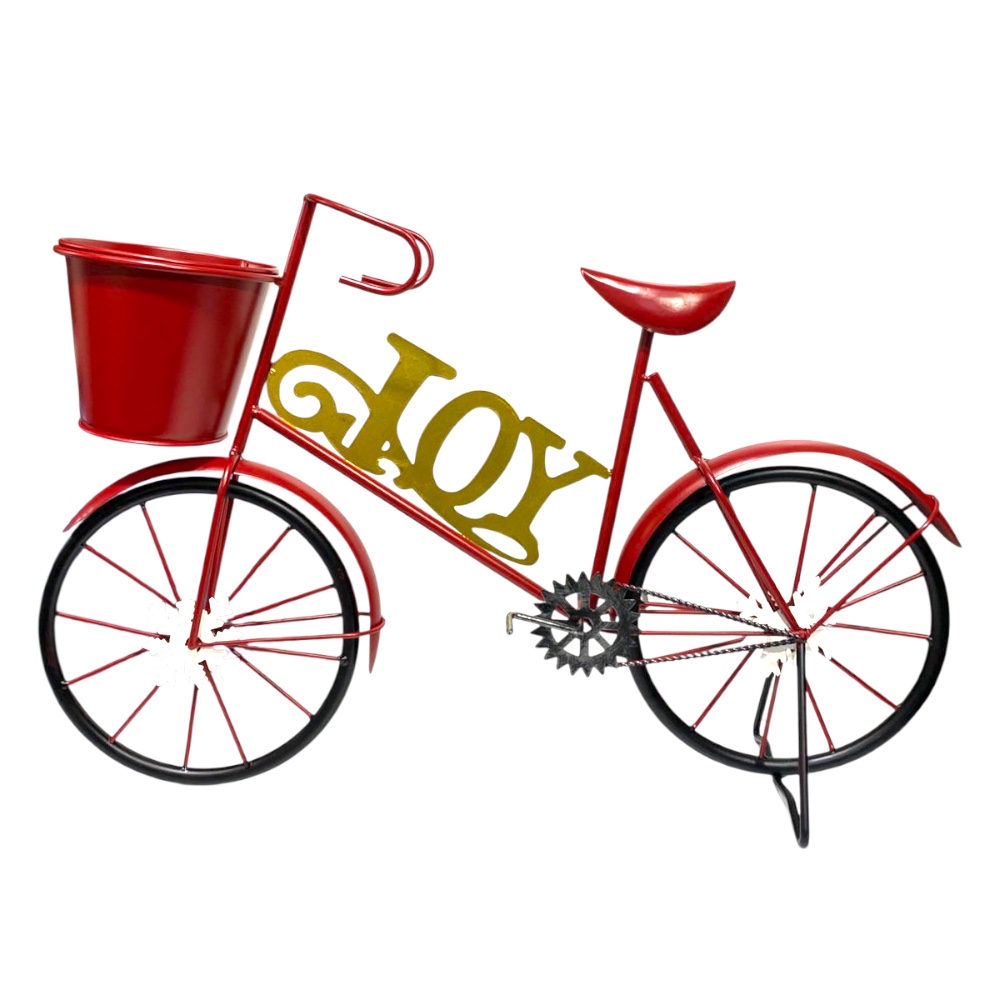 BICICLETA NAVIDEÑA METALICA ROJA JOY 55X36CM