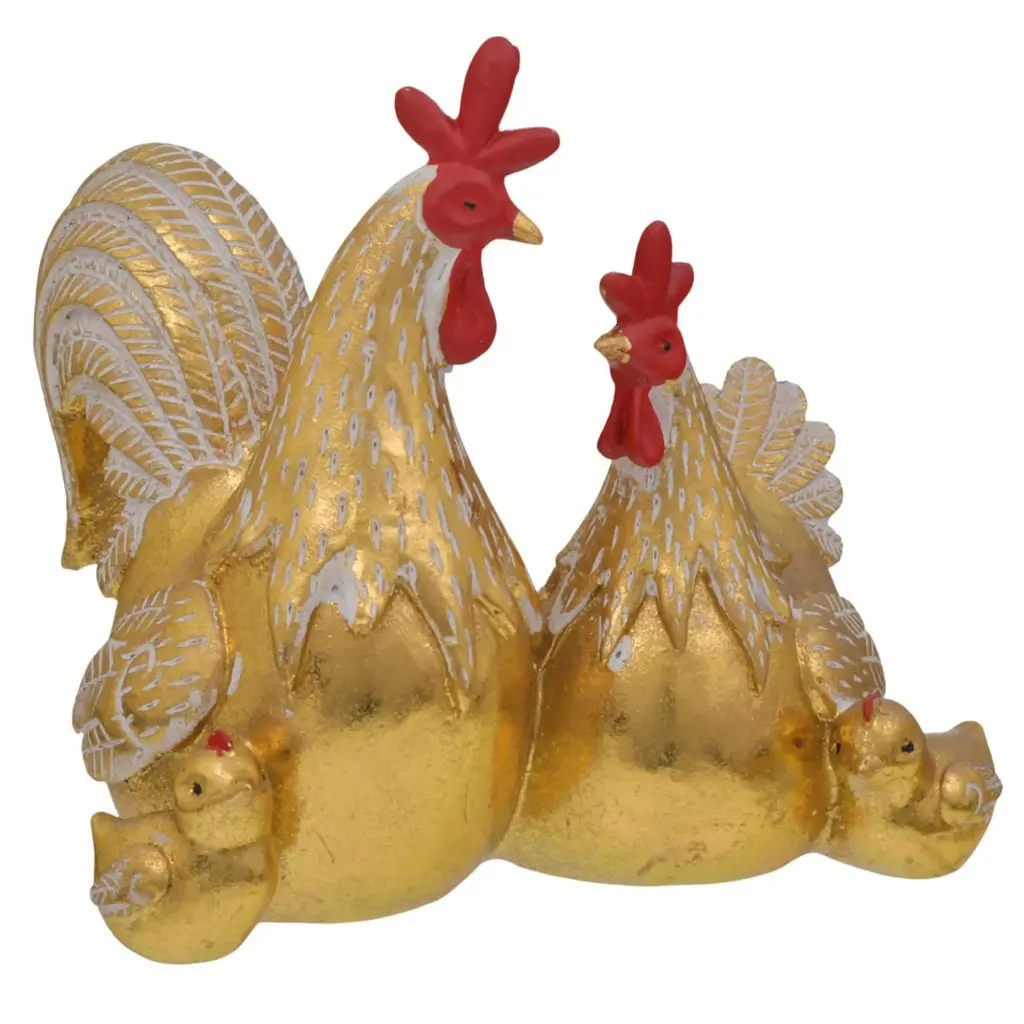 ADORNO RESINA FAMILA GALLO REF:HM0939 14X16X18CM