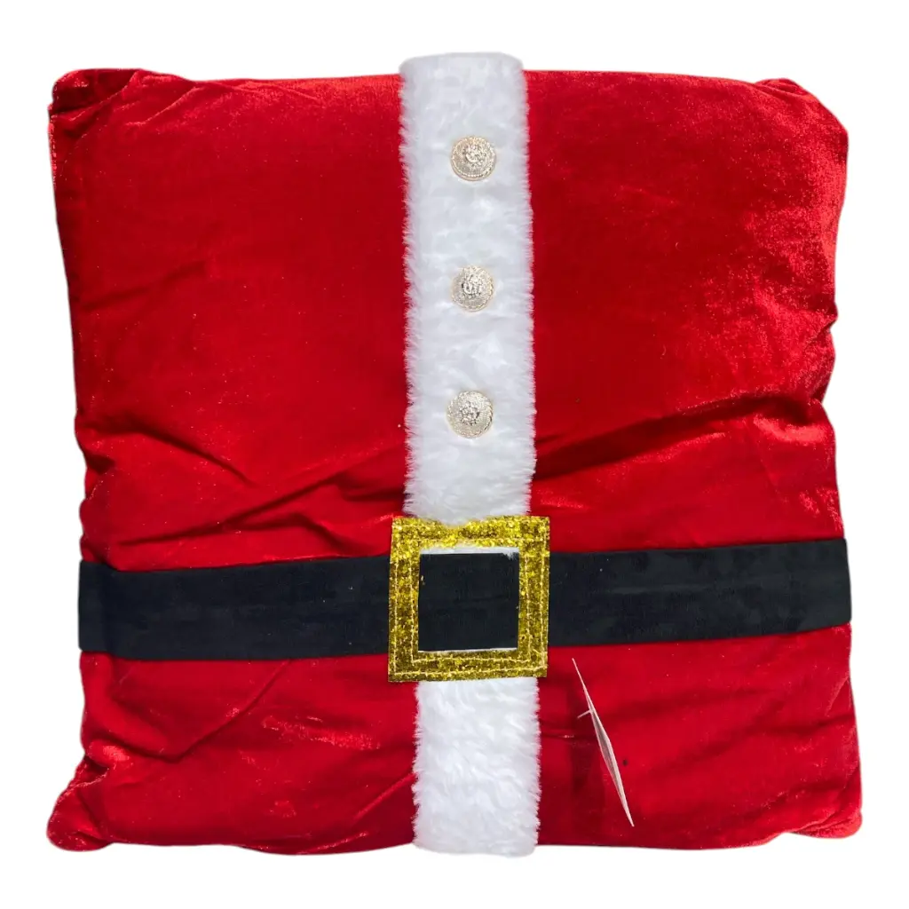 COJIN NAVIDEÑO ROJO C/ CINTURON 42X42CM