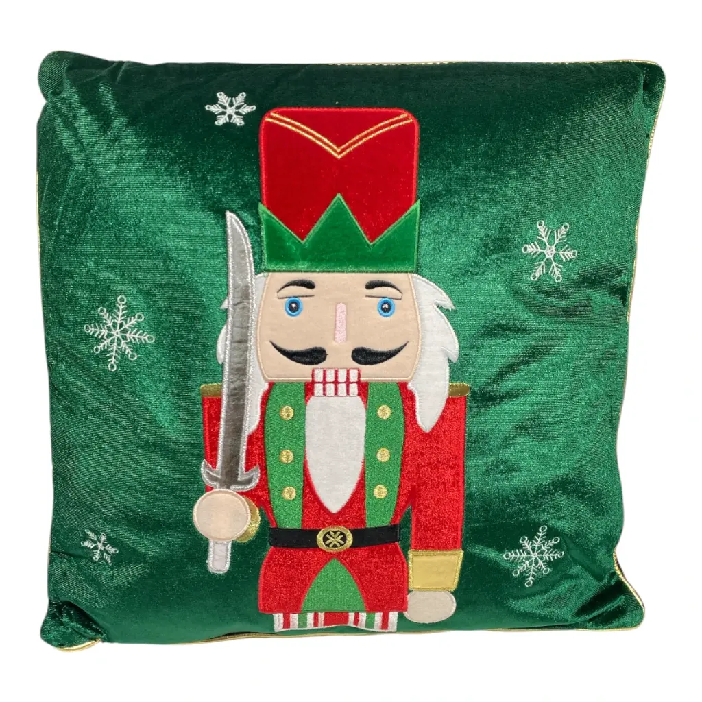 COJIN NAVIDEÑO VERDE CASCANUEZ 42X42CM