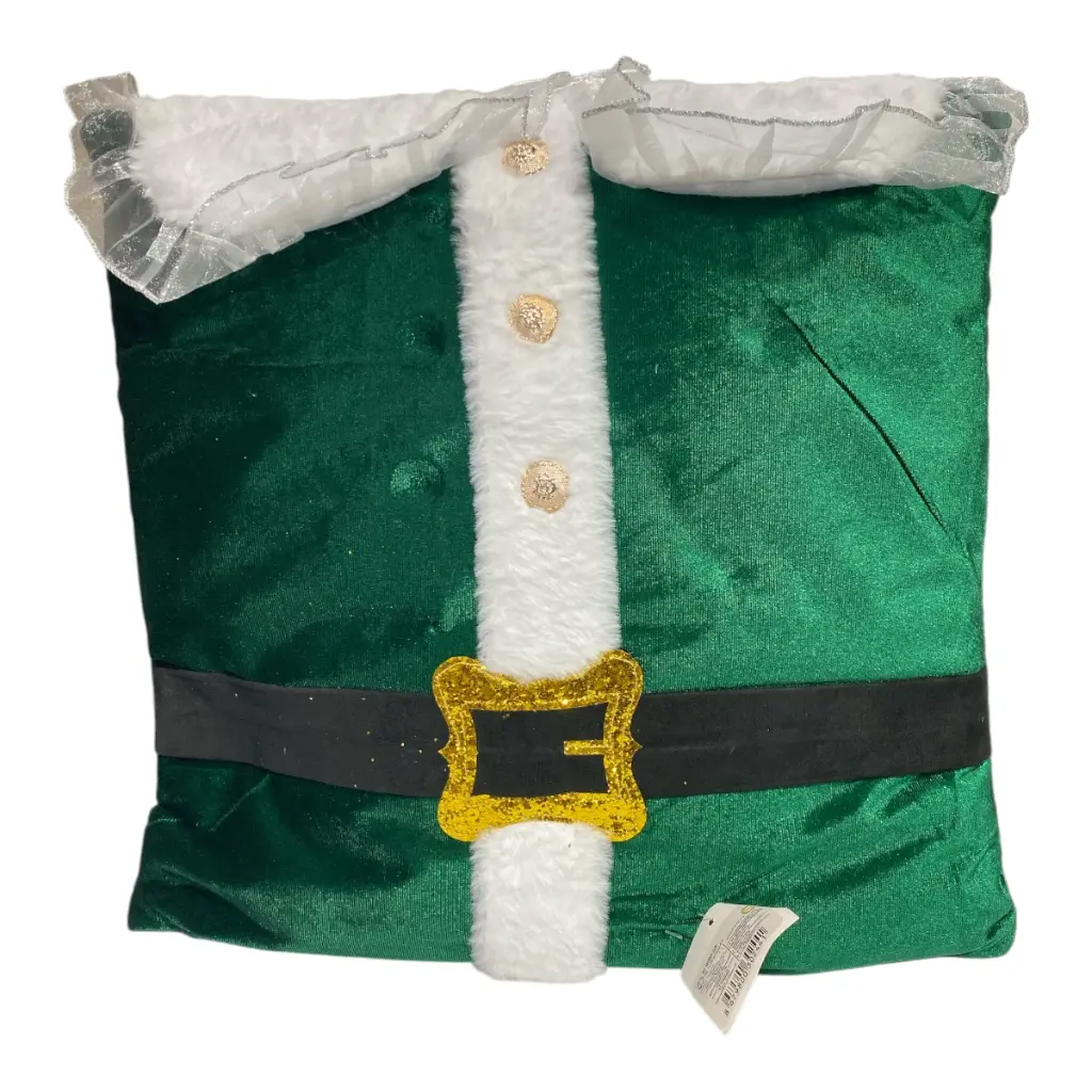 COJIN NAVIDEÑO VERDE C/ CINTURON 42X42CM