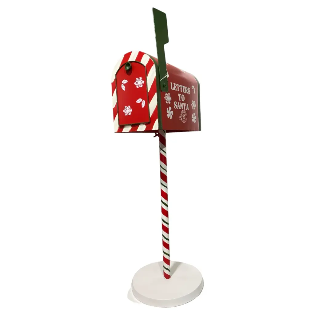 Buzón navideño metálico rojo "Letters to Santa". 25x30x80cm