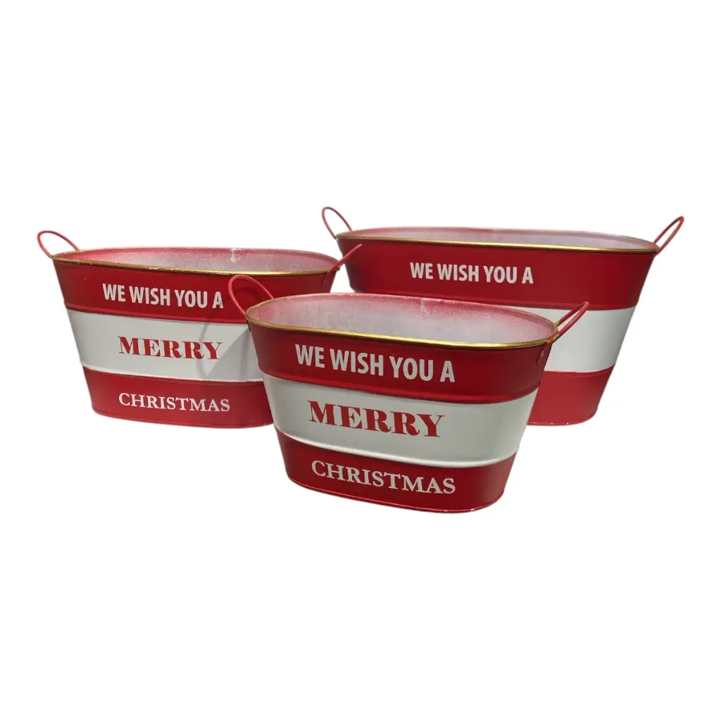 MACETA NAVIDEÑA METALICA SETX3PZS. 36X21X19; 31X18X17; 26X16X14CM C/U. 