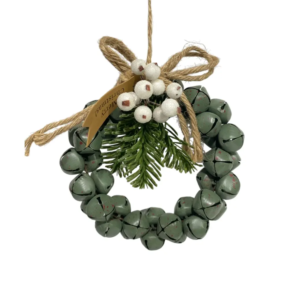 CORONA NAVIDEÑA CASCABELES VERDE Ø20CM