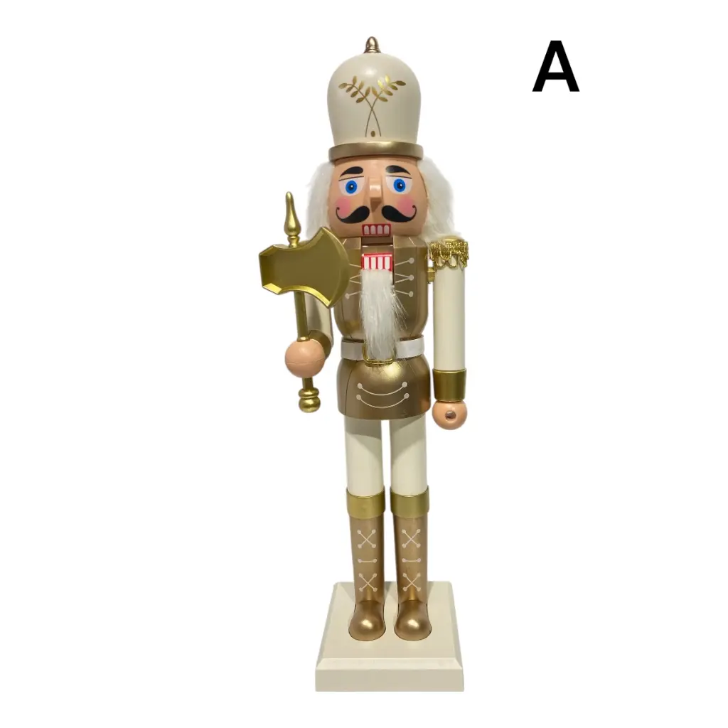 CASCANUEZ NAVIDEÑO PLASTICO BEIGE/CHAMPAGNE A BATERIAS 38CM