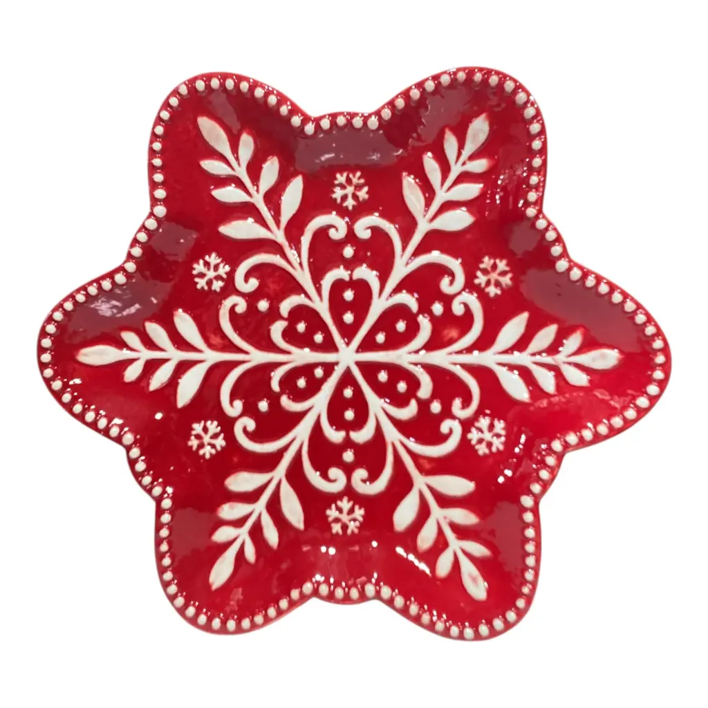 BANDEJA NAVIDEÑA COPO CANDY PORCELANA 26X26X2.5CM