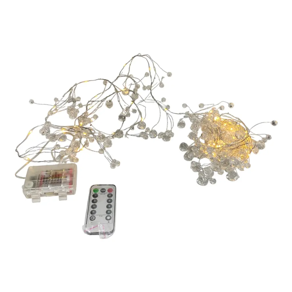 GUIRNALDA ESFERAS ACRILICAS LUZ LED PILAS "AA", 530CM A CONTROL REMOTO