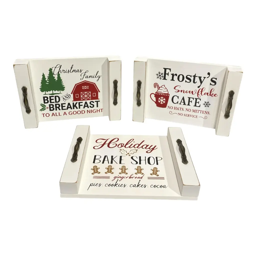 LETRERO FRASES NAVIDEÑO 3MOD. MADERA 24X17X3.5CM