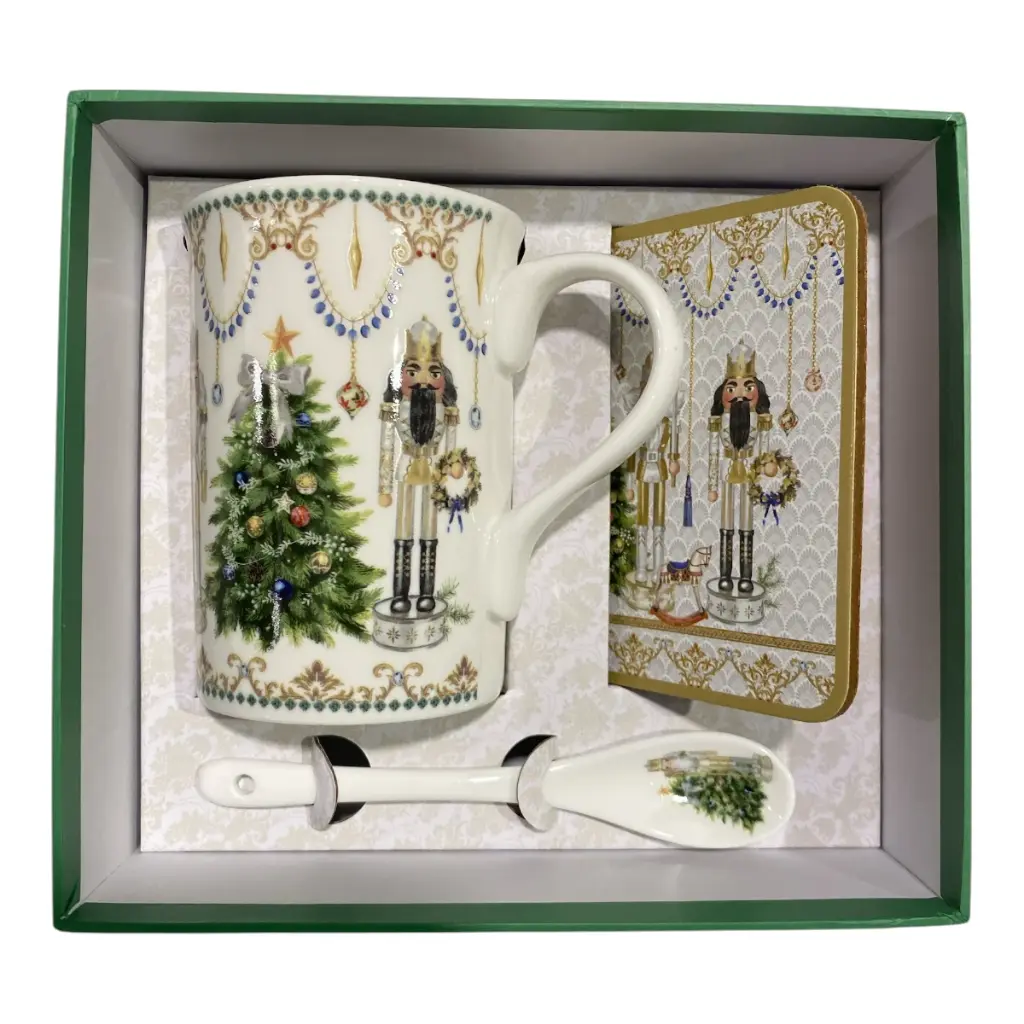 TAZA CASCANUEZ NAVIDEÑA PORTA TAZA Y CUCHARA 300ML