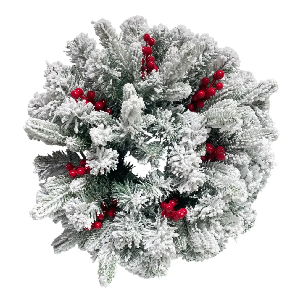 CORONA TRADICIONAL NEVADA 50CM RAMA 68CMX8" C/14PVC FRUTOS ROJOS 7